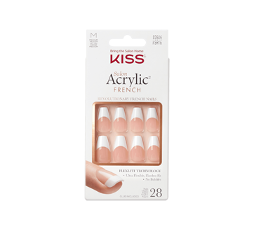 Salon Acrylic ongles manicure française, Je t'aime - moyens, 28 unités