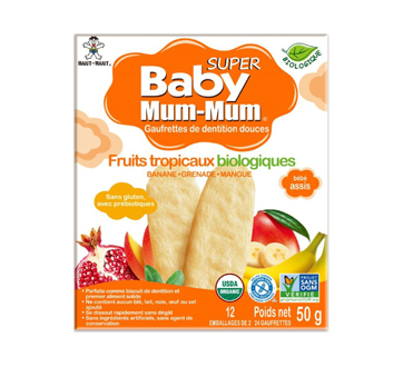 Baby Mum-Mum gaufrettes de dentition douces, fruits tropicaux, 24 unités