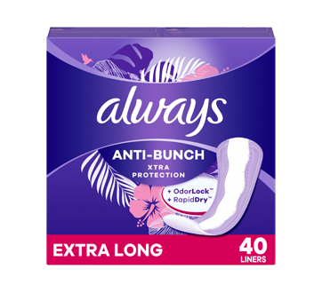 Anti-Bunch Xtra Protection protège-dessous quotidiens, extra longs, 40 unités