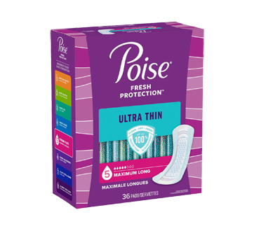 Image 2 du produit Poise - Serviettes d'incontinence ultraminces, flux maximal, régulières, 36 unités