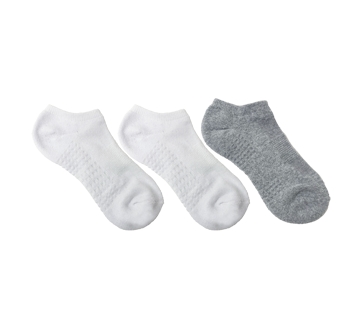 Image 2 du produit Secret Collection - In Motion chaussettes courtes invisibles mi-coussinés, blanc et gris - taille 6-10, 3 unités/3 units