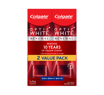 Optic White Renewal dentifrice blanchissant à fort impact, menthe blanche, 2 x 70 ml