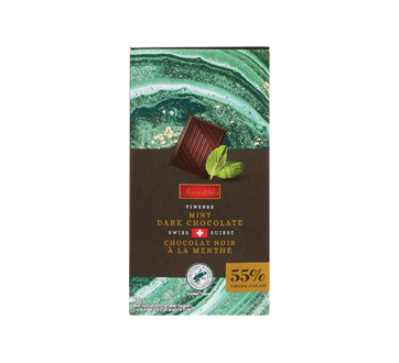 Tablette de chocolat noir suisse 55 % cacao, menthe, 100 g