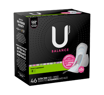 Image 2 du produit U by Kotex - Balance serviettes ultraminces avec ailes, flux élevé, 46 unités