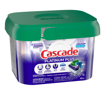 Image 2 du produit Cascade - Platinum Plus ActionPacs sachets de détergent pour le lave-vaisselle, parfum frais, 30 unités