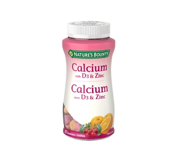 Gélifiés de calcium avec vitamine D3 et zinc, cerise et orange, 60 unités