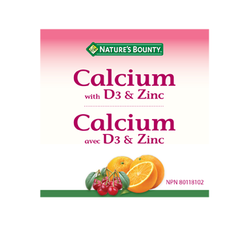 Image 2 du produit Nature's Bounty - Gélifiés de calcium avec vitamine D3 et zinc, cerise et orange, 60 unités