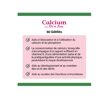 Image 3 du produit Nature's Bounty - Gélifiés de calcium avec vitamine D3 et zinc, cerise et orange, 60 unités