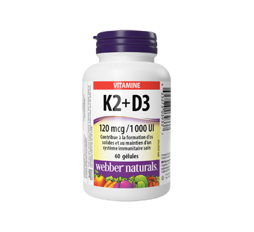 Vitamine K2+D3 I20 mcg/I 000 UI, 60 unités