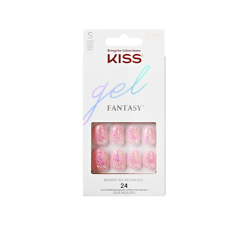 Gel Fantasy ongles à pression, rose pailleté - court - ovale, 24 unités