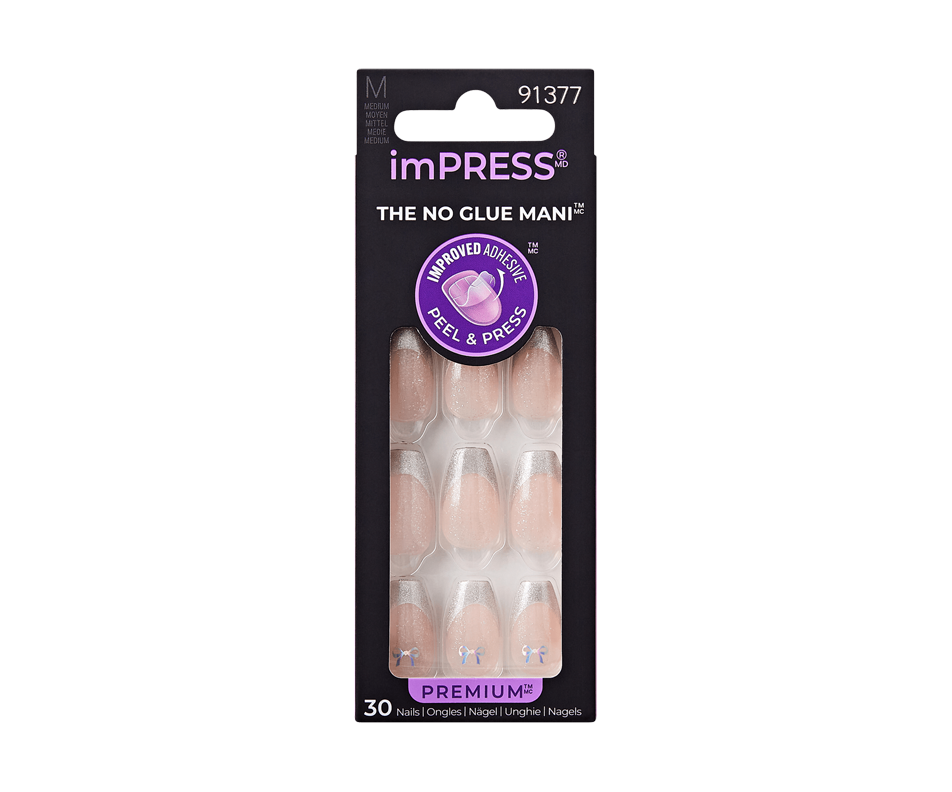 Impress Premium Ongles à Pression Memory Lane Moyens Ballerine 30 Unités Kiss Faux