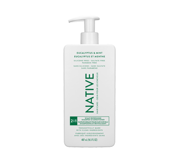 Shampooing et revitalisant 2 en 1 pour le cuir chevelu, eucalyptus et menthe, 487 ml