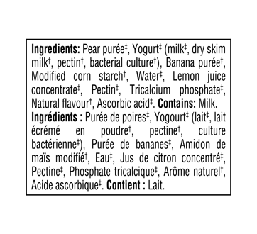 Image 6 du produit Gerber - Purée pour bébés et tout-petits faite avec du yogourt et des vrais fruits, poire, banane et yogourt, 92 ml