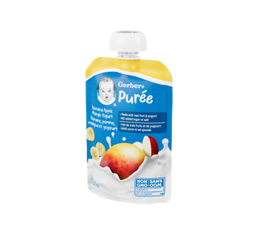 Image 3 du produit Gerber - Purée pour bébés et tout-petits faite avec du yogourt et des vrais fruits, banane, pomme, mangue et yogourt, 94 ml