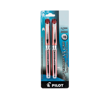 Hi-Tecpoint V5 Grip stylo à bille roulante 0,5 mm, 2 unités, rouge – Pilot  : Instruments d'écriture