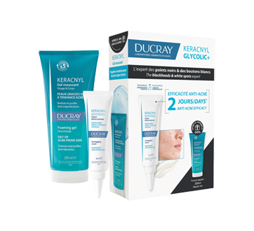 Image 2 du produit Ducray - Keracnyl Glycolic+ points noirs et boutons blancs coffret, 2 unités