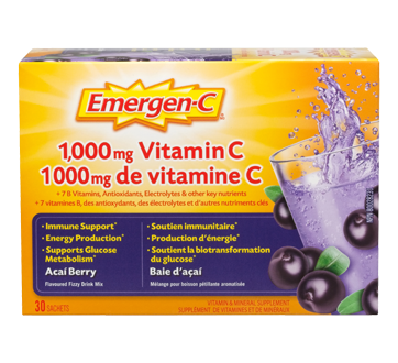 Emergen-C vitamine C, baie d'açai, 30 unités