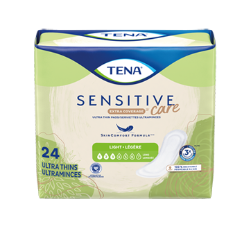 Image 9 du produit Tena - Sensitive Care Extra Coverage serviettes ultraminces longues, absorption légère, 24 unités