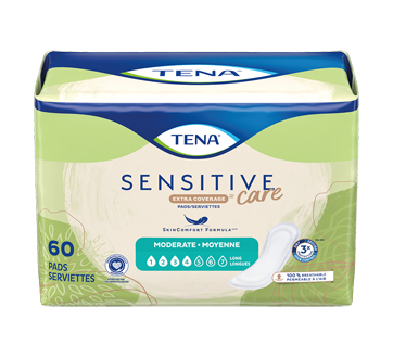 Image 9 du produit Tena - Sensitive Care Extra Coverage serviettes longues, absorption moyenne, 60 unités