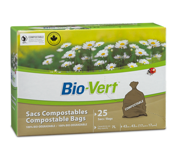 Sac compostable, 25 sacs, 17 x 17 po – Biovert : Sac à ordure