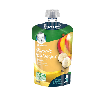 Purée biologique dès 6 mois, banane et mangue, 128 ml