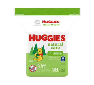 Natural Care lingettes pour bébés pour peau sensible, non parfumées, 184  unités – Huggies : Lingette humide