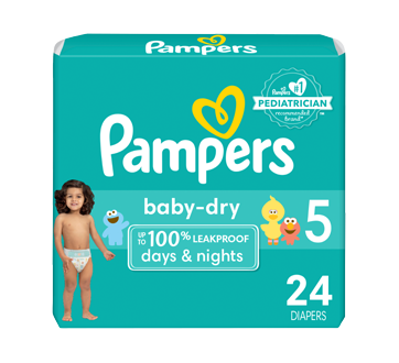 Couches Baby Dry, taille 5, format jumbo, 24 unités – Pampers