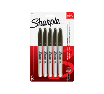 Marqueur permanent, 5 unités, noir – Sharpie : Instruments d'écriture