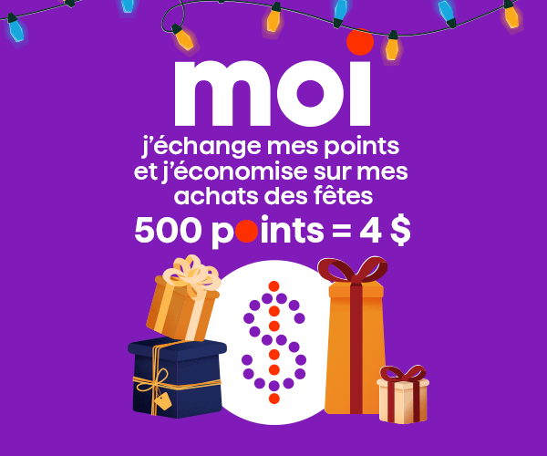 Échange de points Moi pour les achats des Fêtes. 